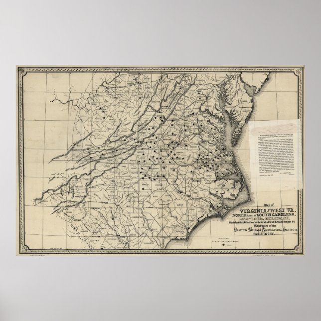 1876 Karta i Virginia & Väster Virginia Poster (Framsidan)
