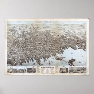 1876 New Bedford, MORSAfågelöga beskådar den Poster