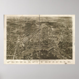 1876 Philadelphia, PA Birds Öga View Panoramic Kar Poster