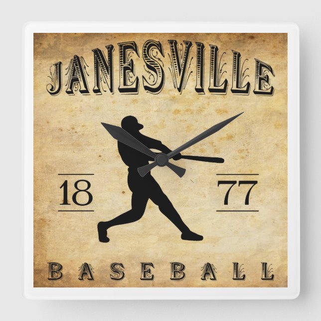 1877 Janesville Wisconsin Baseball Fyrkantig Klocka (Framsida)