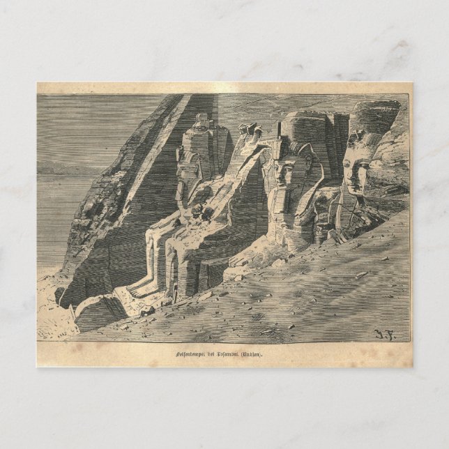 1877 Print Egypten Statues, Earth and its People Vykort (Framsida)