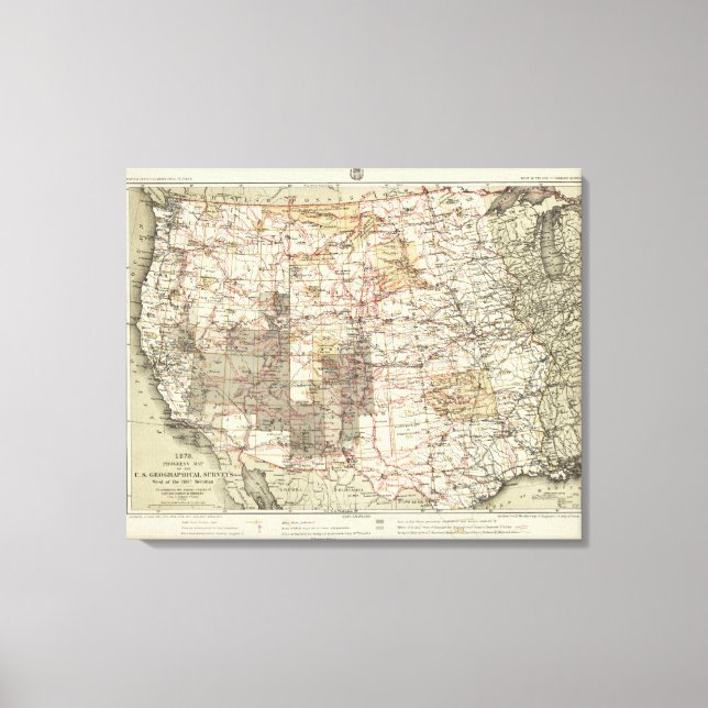 1878 Framsteg Karta i USA:s geografiska undersökni Canvastryck (Framsida)