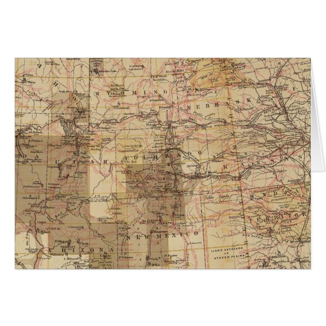 1878 Framsteg Karta i USA:s geografiska undersökni Hälsningskort (Framsidan Horizontal)