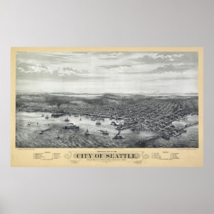 1878 SEATTLE KARTA POSTER
