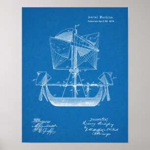 1879 Flygplatspatent Teckning Skriv ut Poster