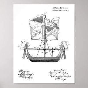 1879 Flygplatspatent Teckning Skriv ut Poster