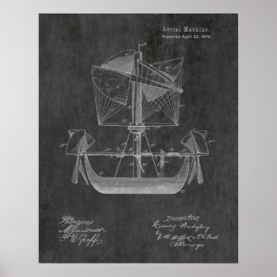 1879 Patent Art Teckning på flygplansflygplan Poster