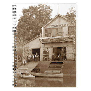 1880:e Manar Klubb Fox River Klubb Fishing Elgin Anteckningsbok Med Spiral