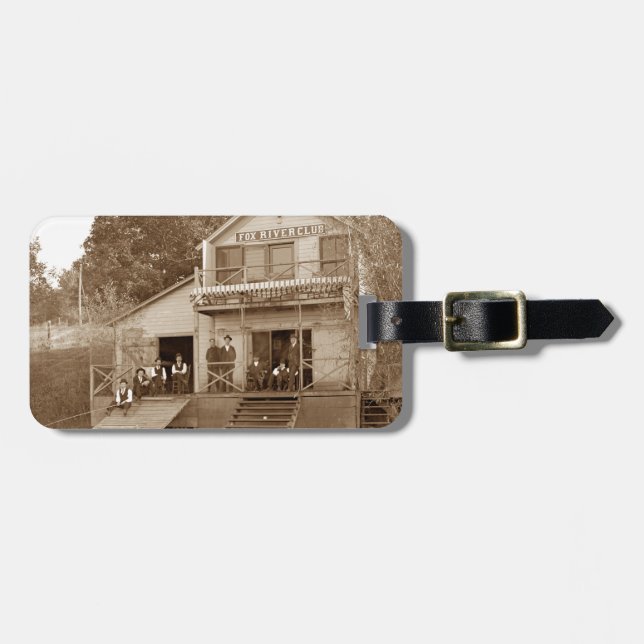 1880:e Manar Klubb Fox River Klubb Fishing Elgin Bagagebricka (Horisontell Framsida)