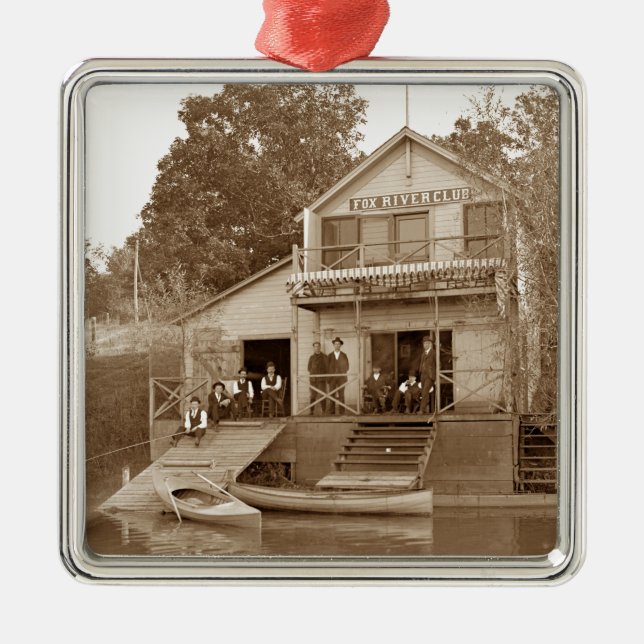 1880:e Manar Klubb Fox River Klubb Fishing Elgin Julgransprydnad Metall (Framsidan)