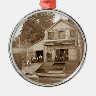 1880:e Manar Klubb Fox River Klubb Fishing Elgin Julgransprydnad Metall