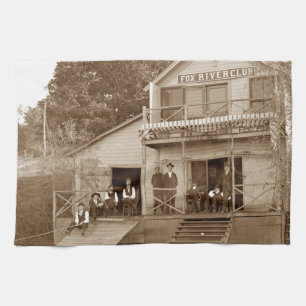 1880:e Manar Klubb Fox River Klubb Fishing Elgin Kökshandduk