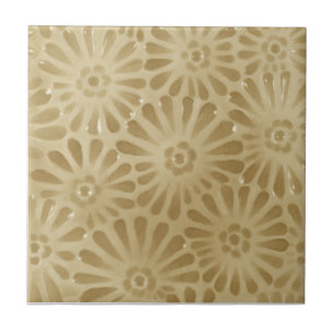 1880 JG Blommigt Repro faux Relief med låg design Kakelplatta