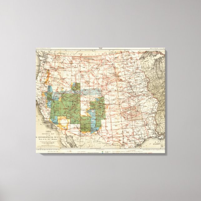 1880 Karta i USA:s geografiska undersökningar Canvastryck (Framsida)