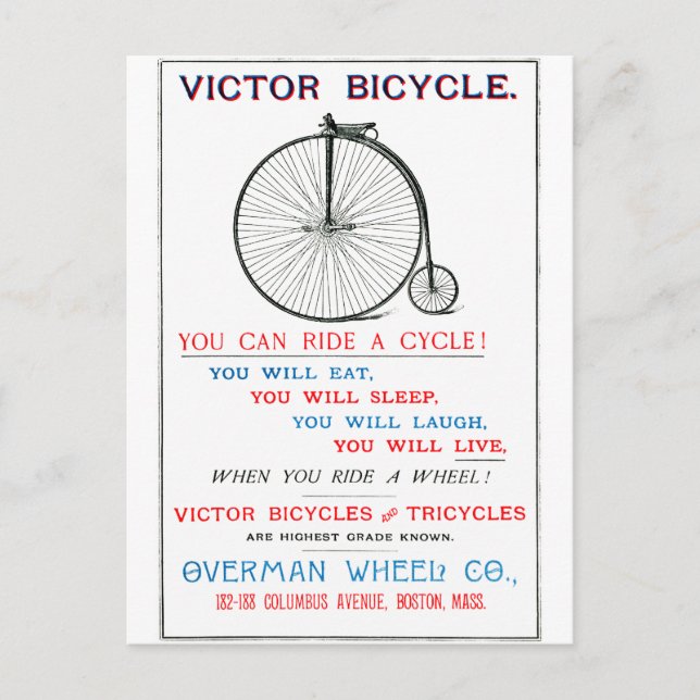 1880 Poster cykel Vykort (Framsida)