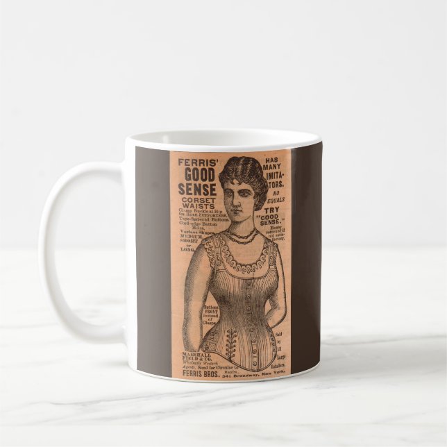 1880-talets Ferris Common Sense Corsets och Kaffemugg (Vänster)