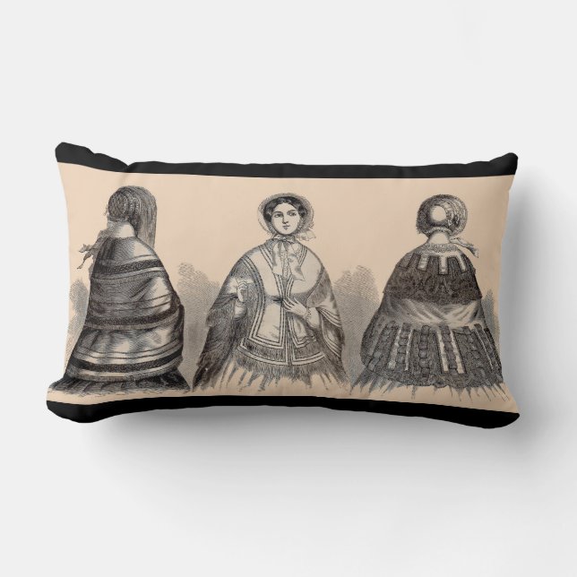 1880-talets viktorianska schalar mode tryck lumbarkudde (Framsida)