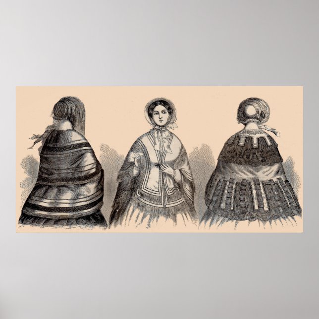 1880-talets Viktorianska shawls mode-utskrift Poster (Framsidan)