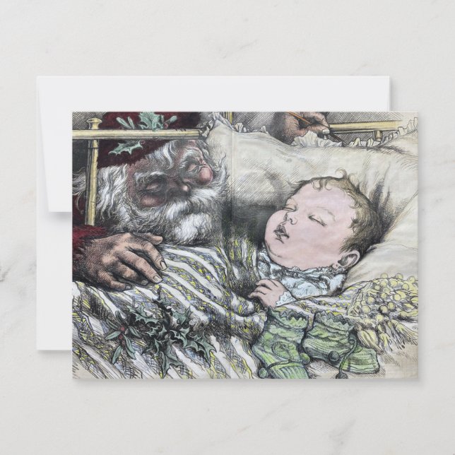 1880 Thomas Nast Harper's Santa and Baby Kort (Framsida)