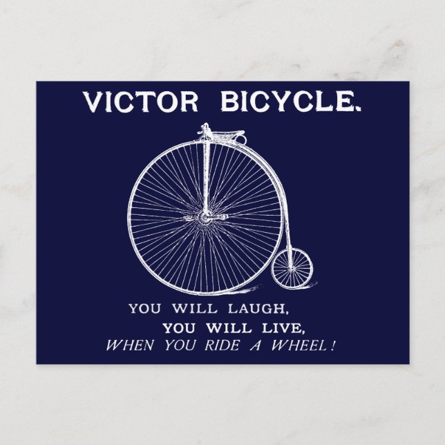 1880 Victor Bicycle Poster, White Vykort (Framsida)