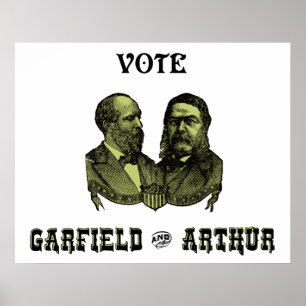 1880 Vote Garfield och Arthur, grönt Poster