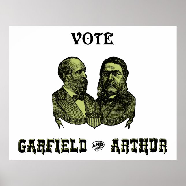 1880 Vote Garfield och Arthur, grönt Poster (Framsidan)