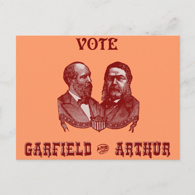 1880 Vote Garfield och Arthur, rött Vykort (Framsida)