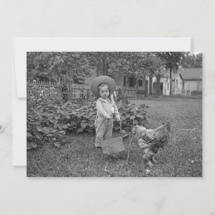 1880's Adful Girl and Tupp Cart in Garden