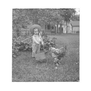 1880's Adful Girl and Tupp Cart in Garden Anteckningsblock