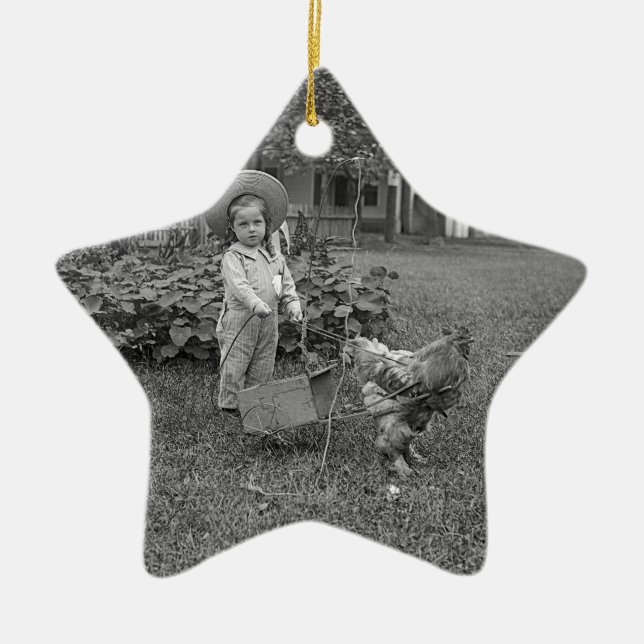 1880's Adful Girl and Tupp Cart in Garden Julgransprydnad Keramik (Framsidan)