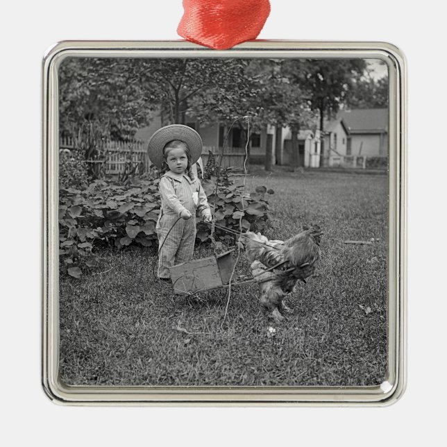 1880's Adful Girl and Tupp Cart in Garden Julgransprydnad Metall (Framsidan)