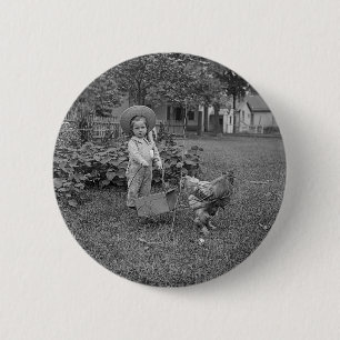 1880's Adful Girl and Tupp Cart in Garden Knapp