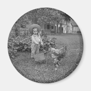 1880's Adful Girl and Tupp Cart in Garden Magnet