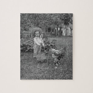 1880's Adful Girl and Tupp Cart in Garden Pussel