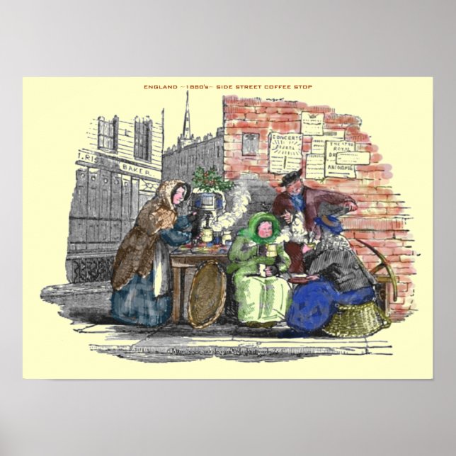 "1880's-England-Street hett kaffe vender" Poster (Framsidan)