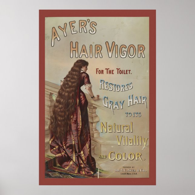 1880s Vintage-reklam Ayer's Hair Vigor för Poster (Framsidan)