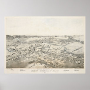 1881 Nya Braunfels TX Birds Öga View Panoramic Kar Poster