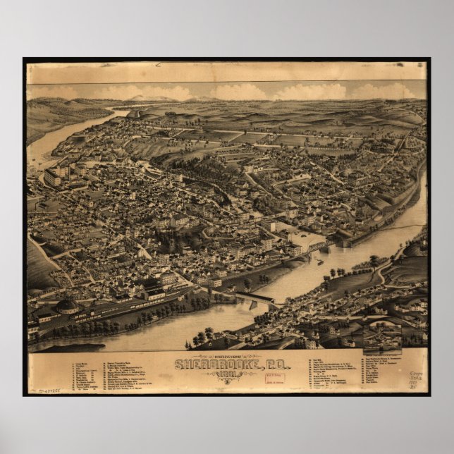 1881 Sherbrooke, Quebec Birds Öga Panoramic Karta Poster (Framsidan)