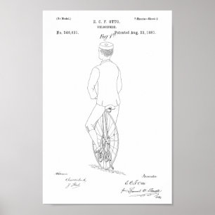 1881 Vintage Cycle Velocipede Patent Print Poster