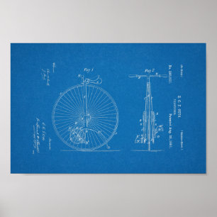 1881 Vintage Cycle Velocipede Patent Print Poster