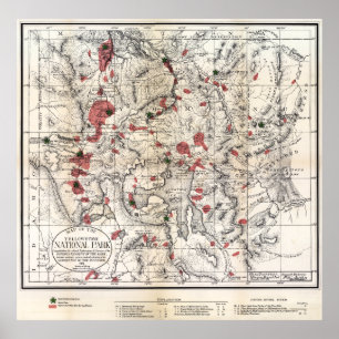 1881 YELLOWSTONE PARK KARTA POSTER