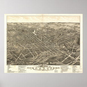 1882 det Akron, OH fågelögat beskådar den Poster