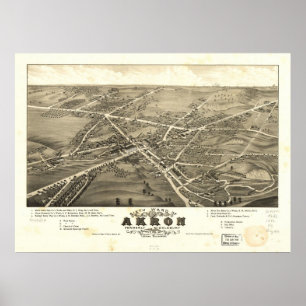 1882 det Akron, OH fågelögat beskådar den Poster