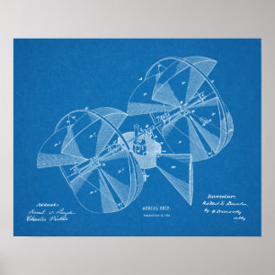 1882 Flygplanspatent Art Teckning Skriv ut Poster