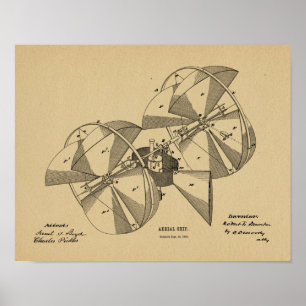 1882 Flygplanspatent i Maskin Art Teckning Poster