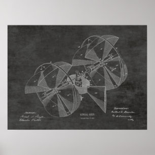 1882 Flygplanspatent Maskin Teckning Skriv ut Poster
