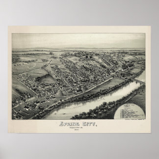 1883 Flygplatsen Karta Vår City PA Pennsylvania Po Poster