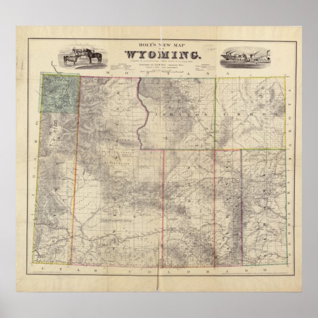 1883 Karta i Wyoming Poster (Framsidan)