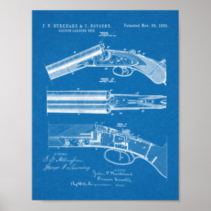1883 Pistol Patent Art Teckning Print Poster
