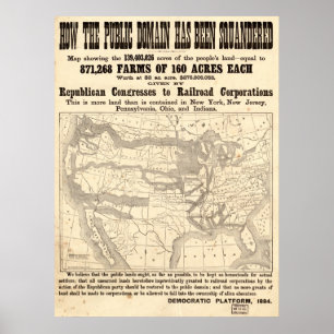 1884 demokratiska plattformpolitisk kampanjaffisch poster